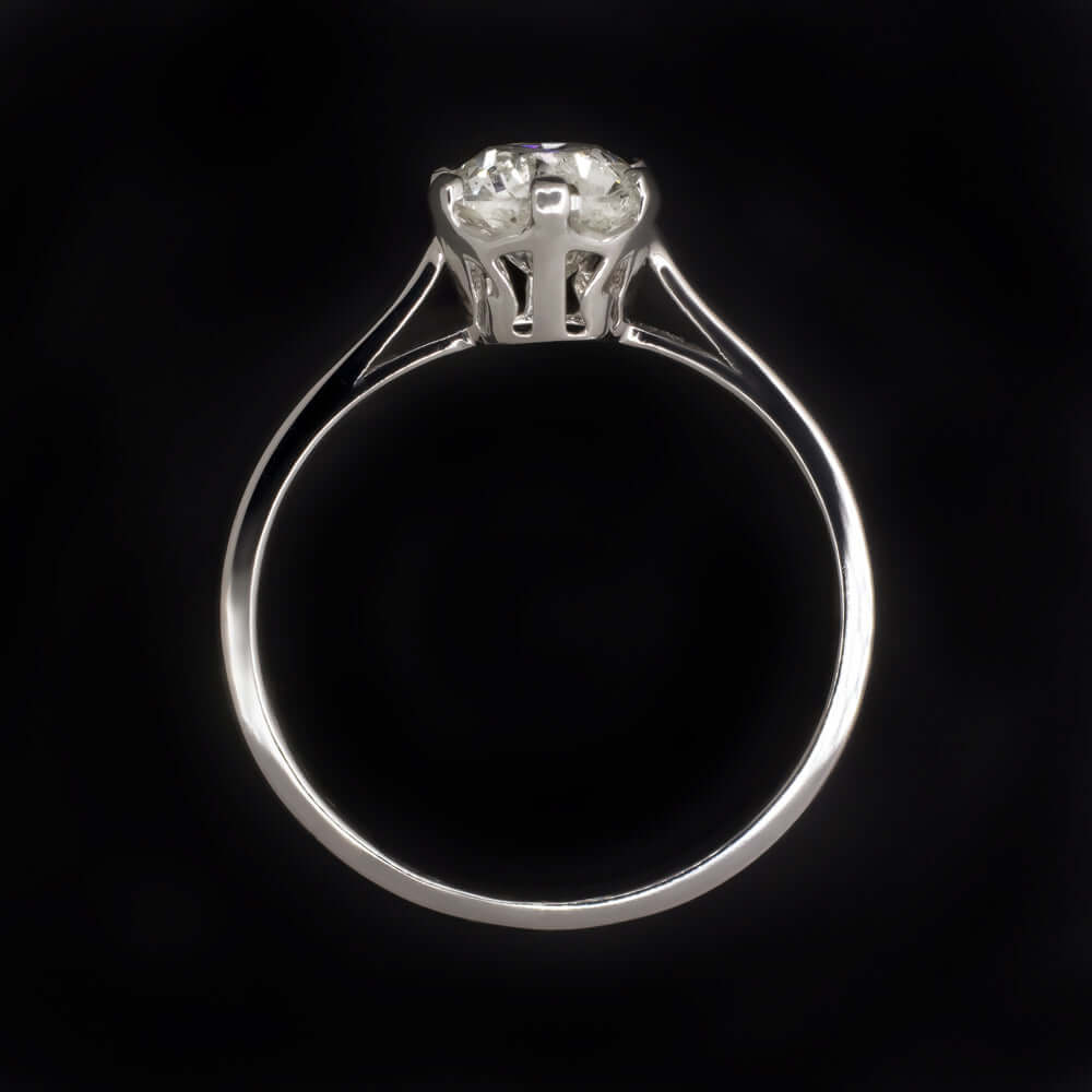 1 CARAT OLD EUROPEAN CUT DIAMOND ENGAGEMENT RING PLATINUM SOLITAIRE VINTAGE 1ct
