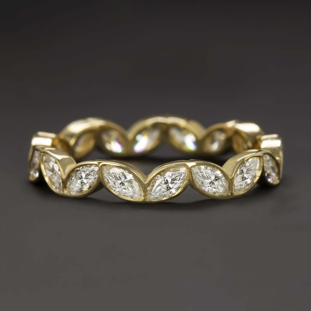 1.30ct MARQUISE CUT G-H VS DIAMOND ETERNITY BAND WEDDING RING 14k YELLOW GOLD