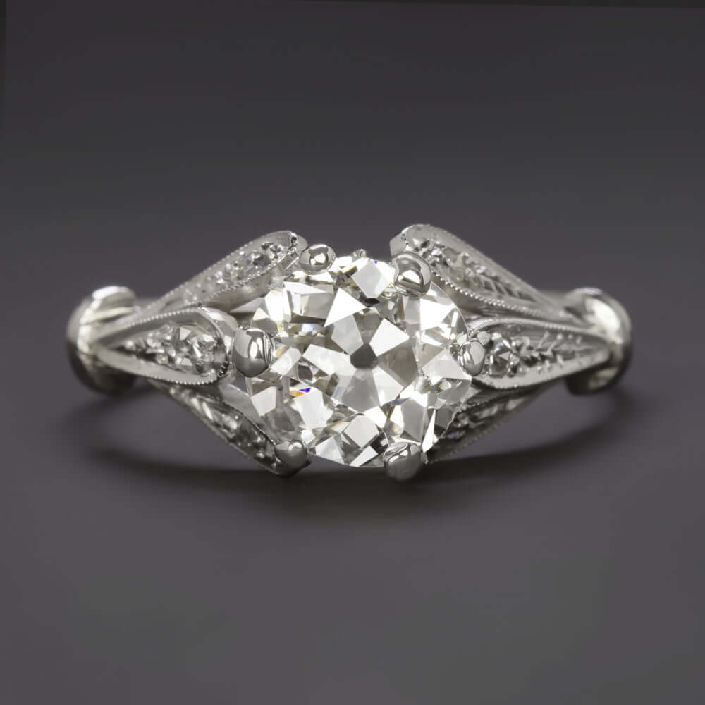 1.39c CERTIFIED H-I SI1 OLD MINE CUT DIAMOND ENGAGEMENT RING 18k VINTAGE ANTIQUE