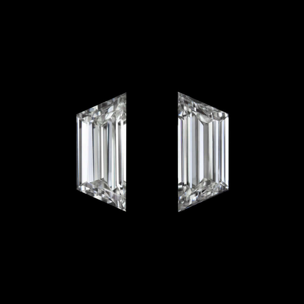 D-E VVS-VS TRAPEZOID BAGUETTE CUT DIAMOND MATCHING PAIR 0.37ct STUD EARRINGS