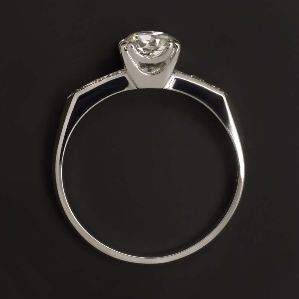 1 CARAT VINTAGE OLD MINE CUT DIAMOND 18K ENGAGEMENT RING WHITE GOLD ANTIQUE 1ct
