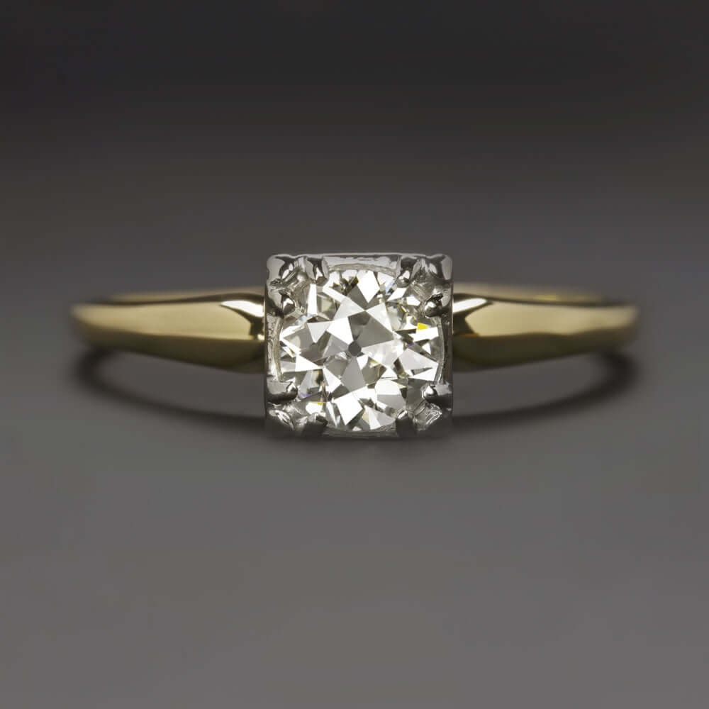 0.60ct G-H VS2 OLD EUROPEAN CUT DIAMOND ENGAGEMENT RING VINTAGE SOLITAIRE ESTATE