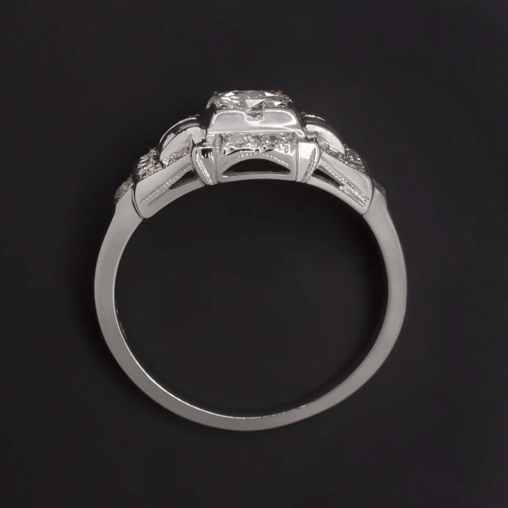 ART DECO OLD CUT DIAMOND ENGAGEMENT RING 18k WHITE GOLD COCKTAIL VINTAGE ESTATE