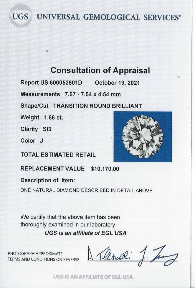 1.66ct CERTIFIED J SI OLD EUROPEAN CUT DIAMOND VINTAGE ANTIQUE NATURAL LOOSE OEC