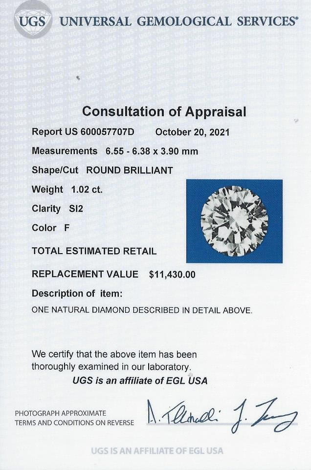 1 CARAT CERTIFIED F SI2 ROUND BRILLIANT CUT DIAMOND NATURAL ENGAGEMENT 1ct LOOSE