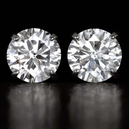 3.5 CARAT E-F VERY GOOD CUT DIAMOND STUD EARRINGS ROUND NATURAL MATCHING PAIR