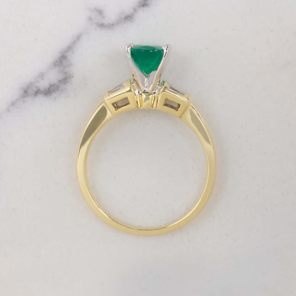1.4ct MINAS GERIAS EMERALD DIAMOND RING 18K YELLOW GOLD OVAL SHAPE CUT COCKTAIL