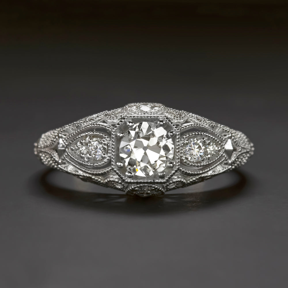 OLD EUROPEAN CUT DIAMOND ENGAGEMENT RING I SI2 VINTAGE STYLE ART DECO NATURAL Ivy & Rose
