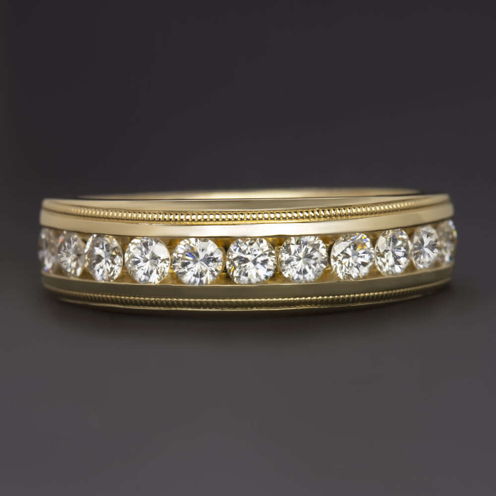 3/4 CARAT NATURAL DIAMOND WEDDING BAND 6.2gm 14K YELLOW GOLD MENS RING NATURAL