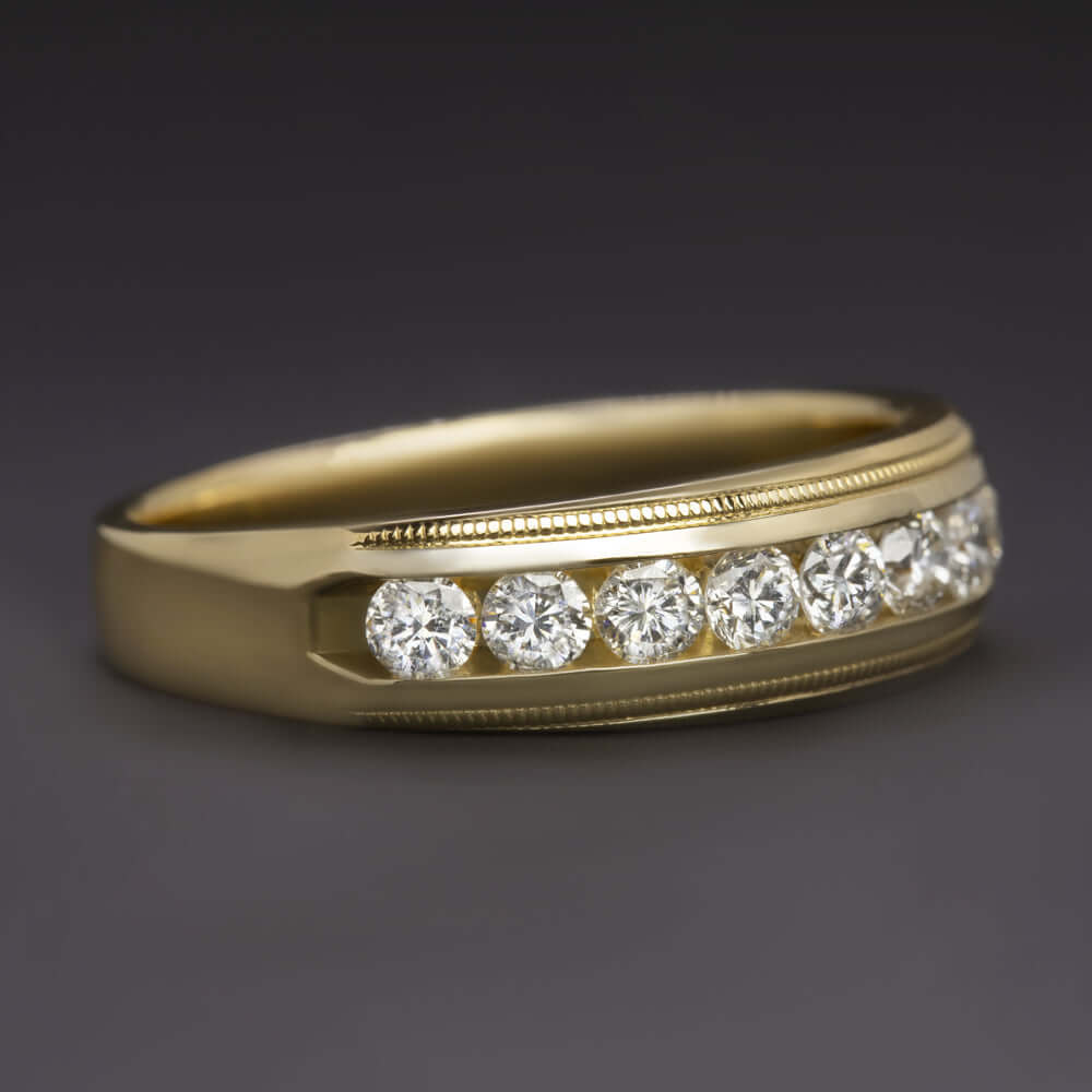 3/4 CARAT NATURAL DIAMOND WEDDING BAND 6.2gm 14K YELLOW GOLD MENS RING NATURAL