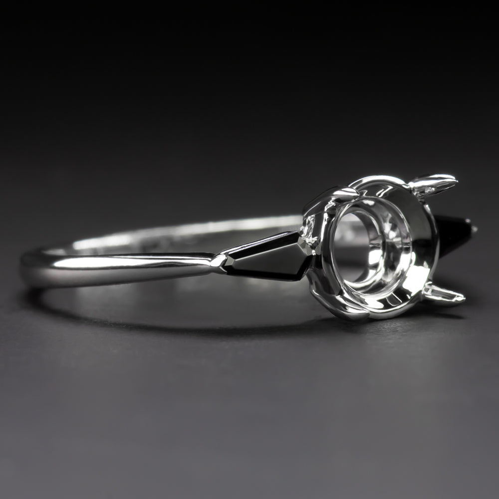 ONYX 6.5mm 6mm ROUND ENGAGEMENT RING SETTING KITE SHAPE GEOMETRIC MINIMALIST