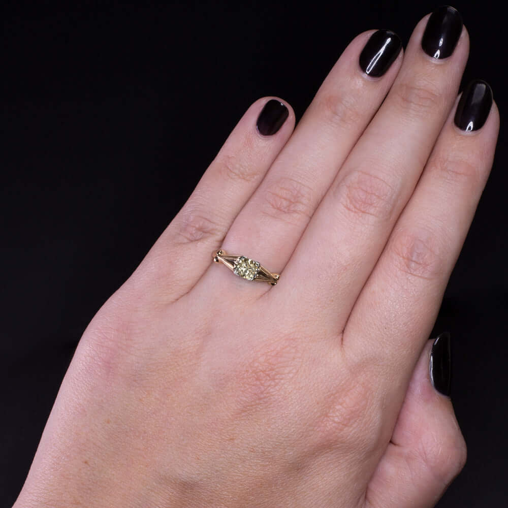 0.40ct OLD EUROPEAN CUT DIAMOND ENGAGEMENT RING CHAMPAGNE VINTAGE GOLD SOLITAIRE