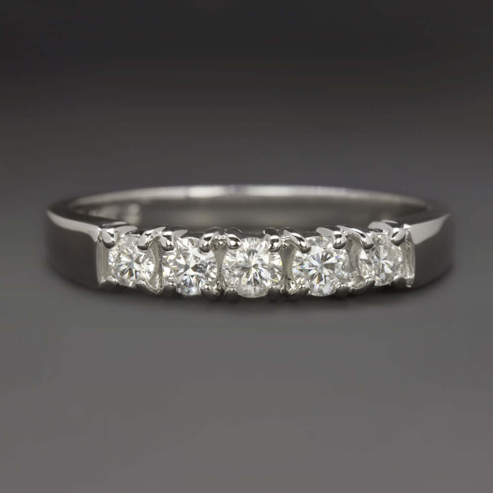 0.45ct NATURAL DIAMOND WEDDING BAND WHITE GOLD ESTATE STACKING RING 1/2 CARAT