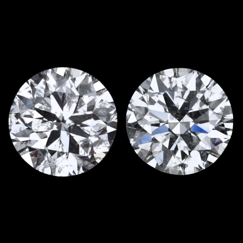 1.88ct VERY GOOD CUT NATURAL DIAMOND STUD EARRINGS ROUND CUT MATCHING PAIR 2ct