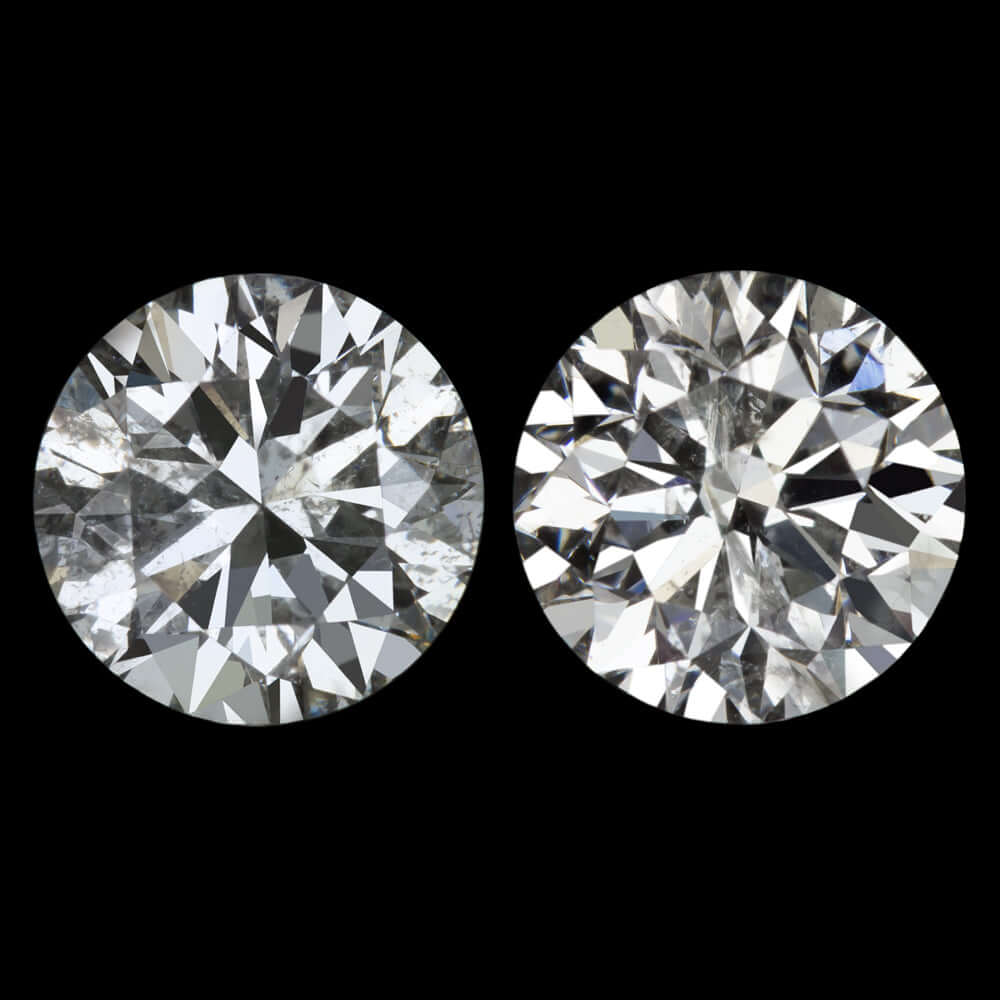 1.87ct 6.3mm VERY GOOD CUT NATURAL DIAMOND STUD EARRINGS ROUND PAIR 2 CARAT 2ct
