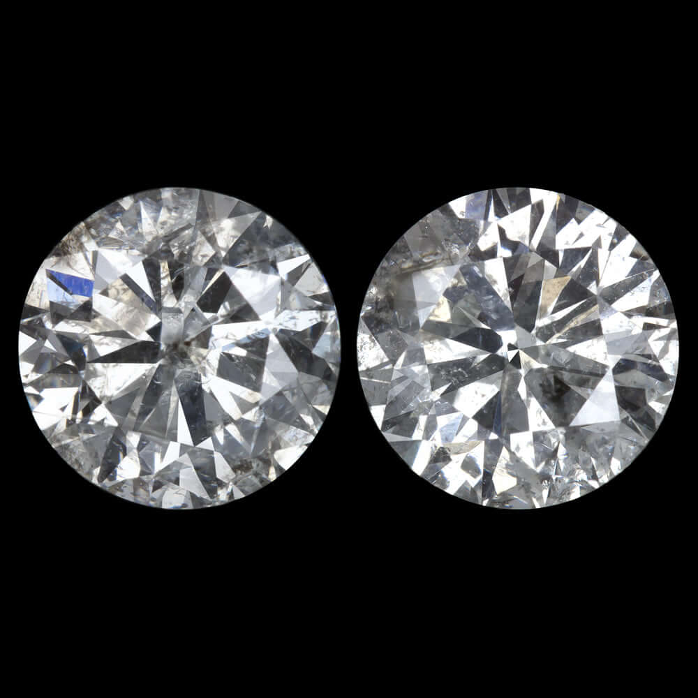 3.08ct VERY GOOD CUT NATURAL DIAMOND STUD EARRING ROUND BRILLIANT 3 CARAT PAIR