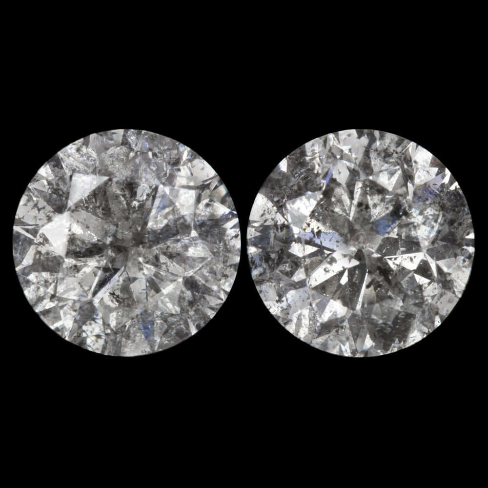 3.08c NATURAL DIAMOND STUD EARRINGS PAIR ROUND BRILLIANT CUT EARTH MINED 3 CARAT Ivy & Rose
