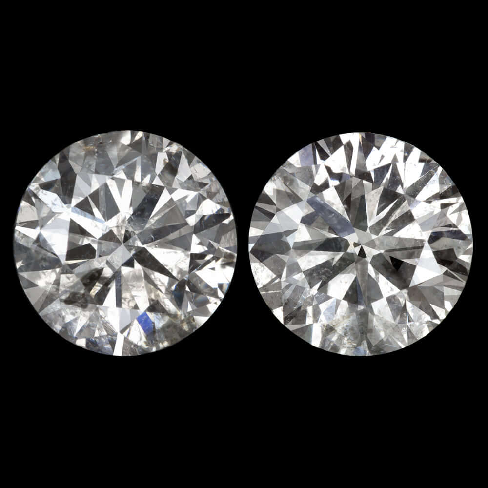 2.24ct VERY GOOD CUT NATURAL DIAMOND STUD EARRINGS ROUND BRILLIANT PAIR 2.25ct