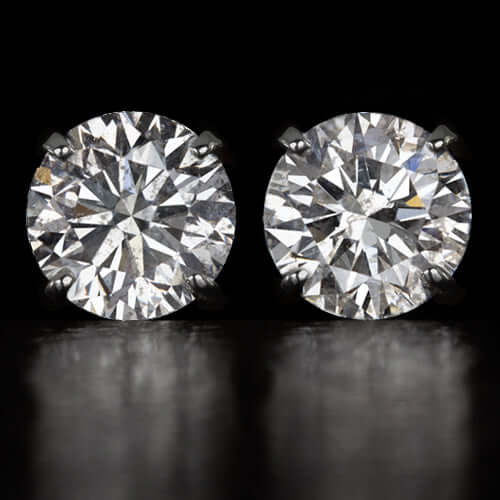 2.04ct VERY GOOD CUT NATURAL DIAMOND STUD EARRINGS MATCHING PAIR ROUND 2 CARAT Ivy & Rose
