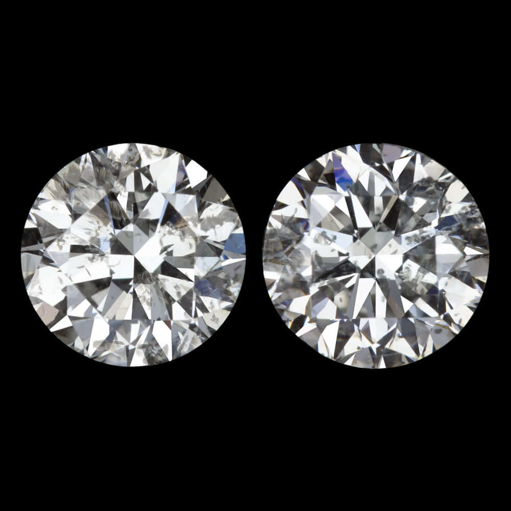 2 CARAT F-G VERY GOOD CUT NATURAL DIAMOND STUD EARRINGS ROUND BRILLIANT PAIR 2ct