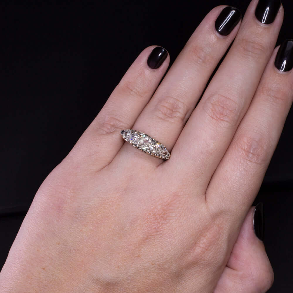 2 CARAT OLD MINE CUT DIAMOND BAND 1900 ANTIQUE VICTORIAN WEDDING RING VINTAGE