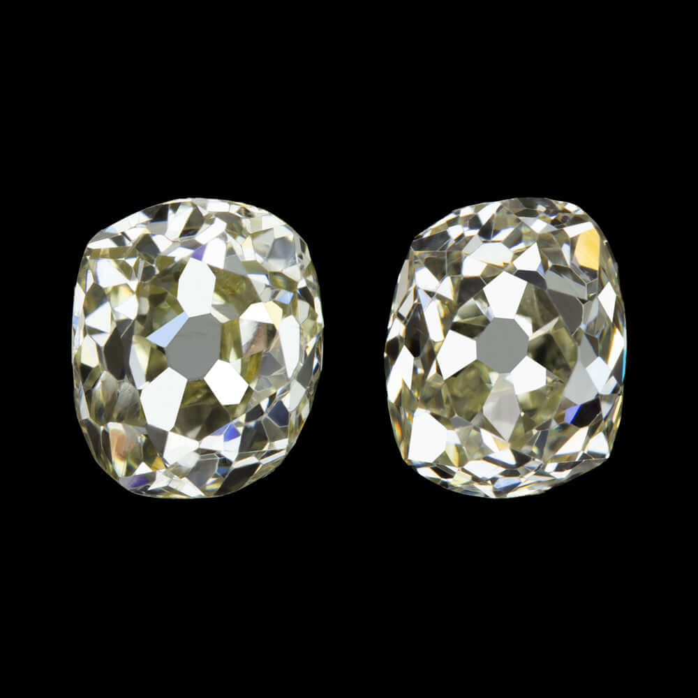1.15ct O-P VS1-SI1 OLD MINE DIAMOND STUD EARRINGS ANTIQUE VINTAGE MATCHING PAIR