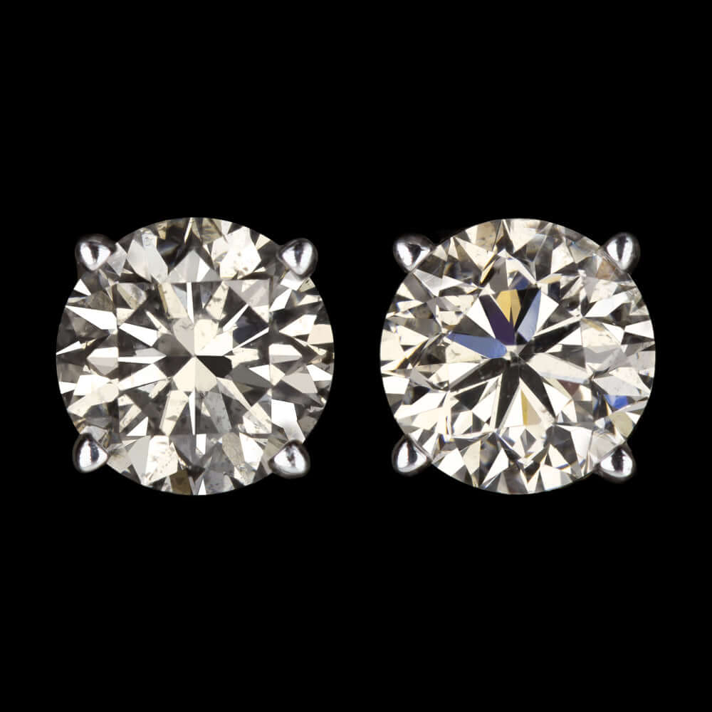 1 CARAT IDEAL CUT DIAMOND STUD EARRINGS WHITE GOLD NATURAL ROUND BRILLIANT PAIR