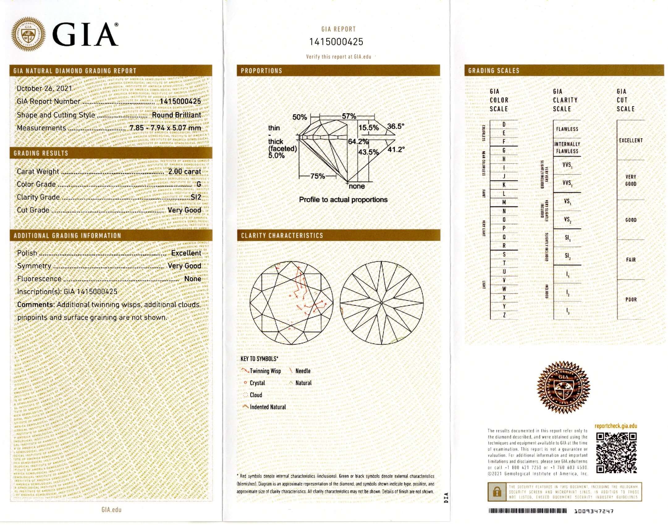 2ct GIA CERTIFIED G SI2 DIAMOND ROUND BRILLIANT CUT LOOSE ENGAGEMENT 2 CARAT RBC Ivy & Rose