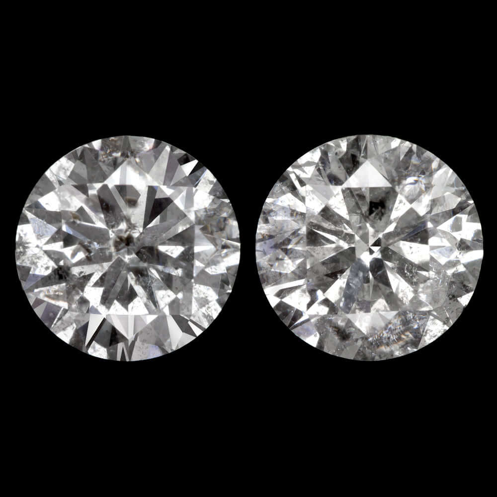 3.05ct VERY GOOD CUT NATURAL DIAMOND STUD EARRINGS ROUND BRILLIANT PAIR 3 CARAT