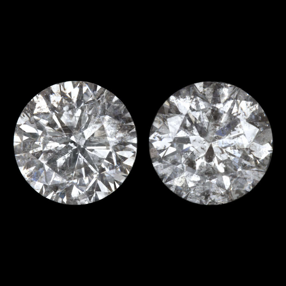 1.47ct DIAMOND STUD EARRINGS VERY GOOD CUT NATURAL ROUND BRILLIANT MATCHING PAIR
