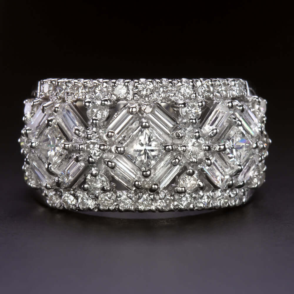 1.5 CARAT DIAMOND 11.4 GRAM PLATINUM COCKTAIL RING WIDE BAND NATURAL STATEMENT