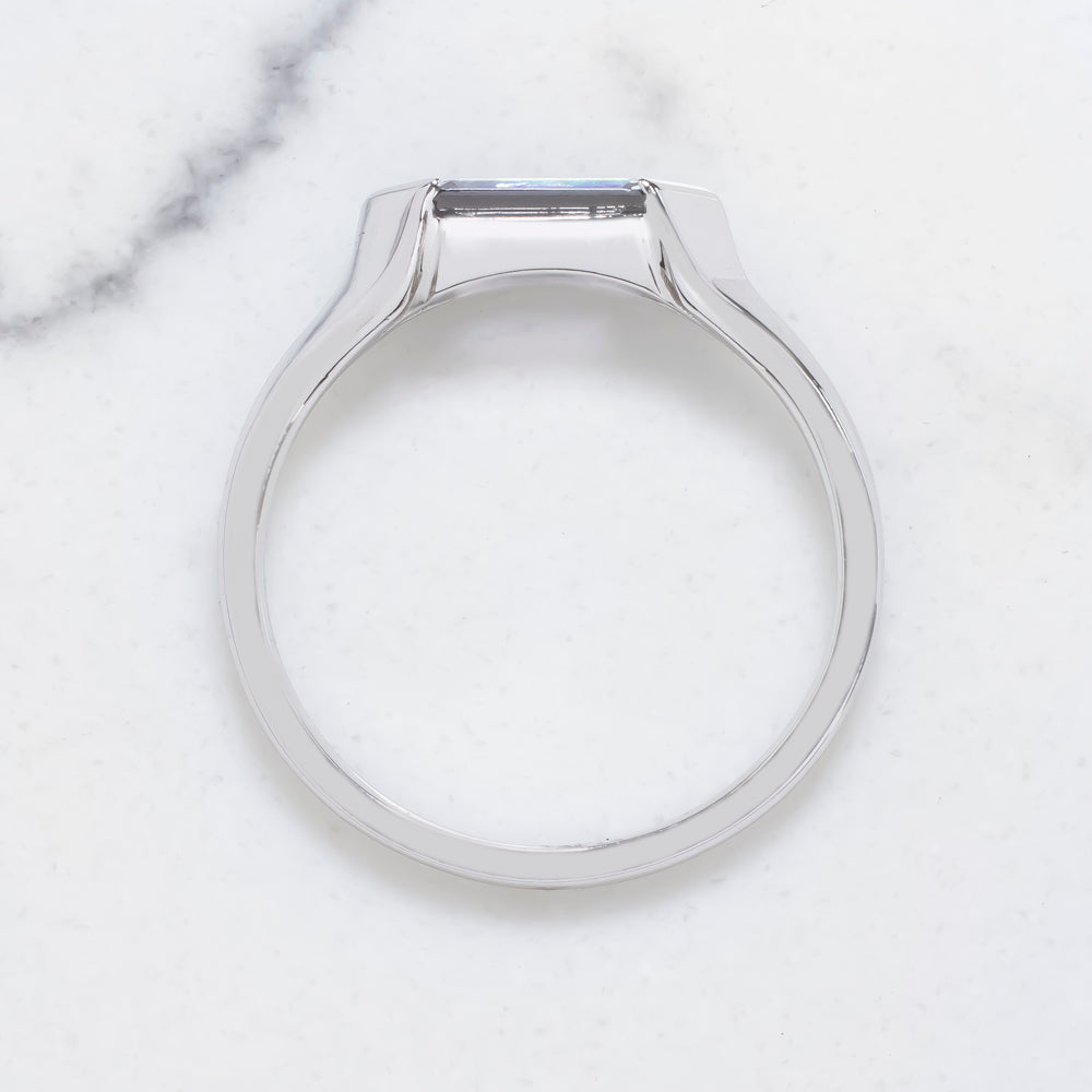 NATURAL SPINEL SOLITAIRE RING 14K WHITE GOLD GEOMETRIC HEXAGON SHAPE EAST WEST