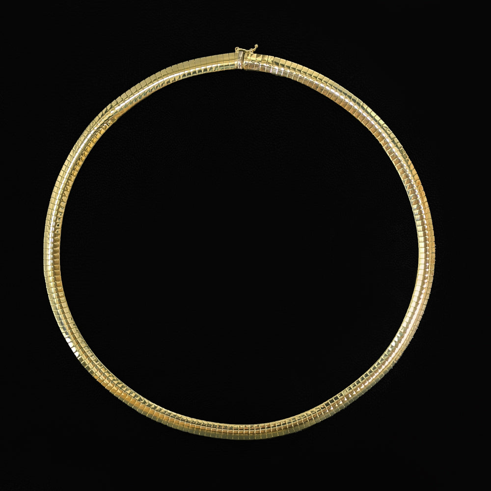 SOLID 14K YELLOW GOLD OMEGA CHAIN 41.5gm 18 INCH 6mm HERRINGBONE SNAKE NECKLACE