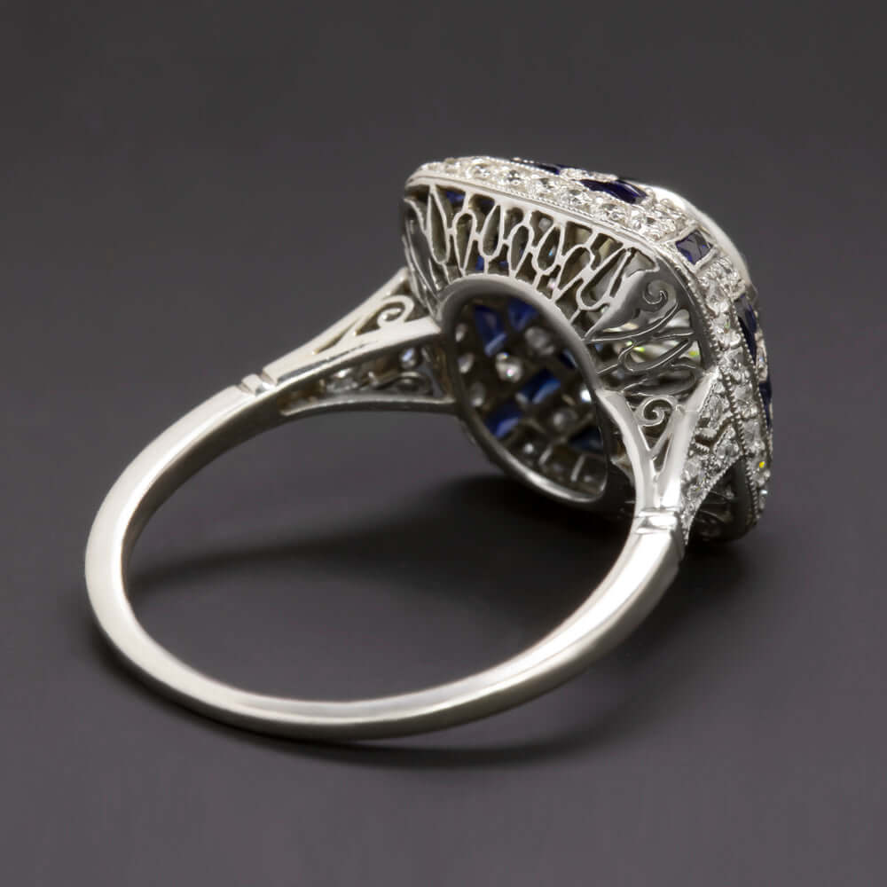 2.5c OLD EUROPEAN CUT DIAMOND VINTAGE STYLE ENGAGEMENT RING SAPPHIRE PLATINUM