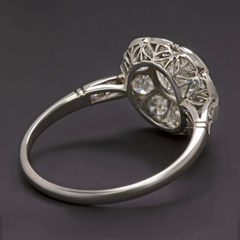 2.24ct VINTAGE STYLE DIAMOND ENGAGEMENT RING PLATINUM HALO ROUND CUT CLUSTER