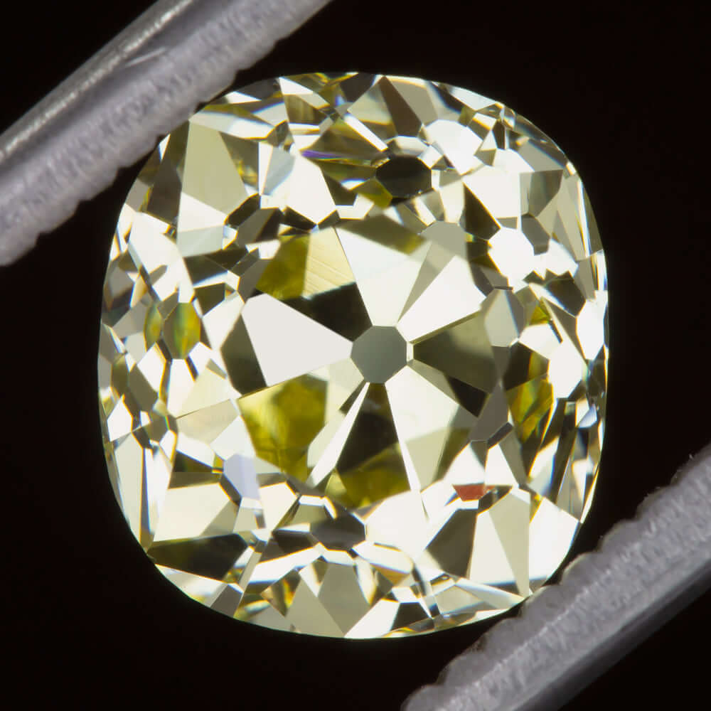 3ct GIA CERTIFIED FANCY INTENSE YELLOW VVS2 OLD MINE CUT DIAMOND VINTAGE ANTIQUE