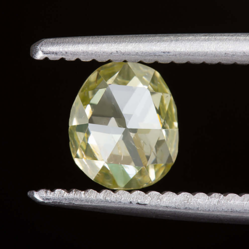 0.67ct FANCY LIGHT YELLOW SI1 ROSE CUT DIAMOND ROUND CUSHION LOOSE NATURAL 2/3ct