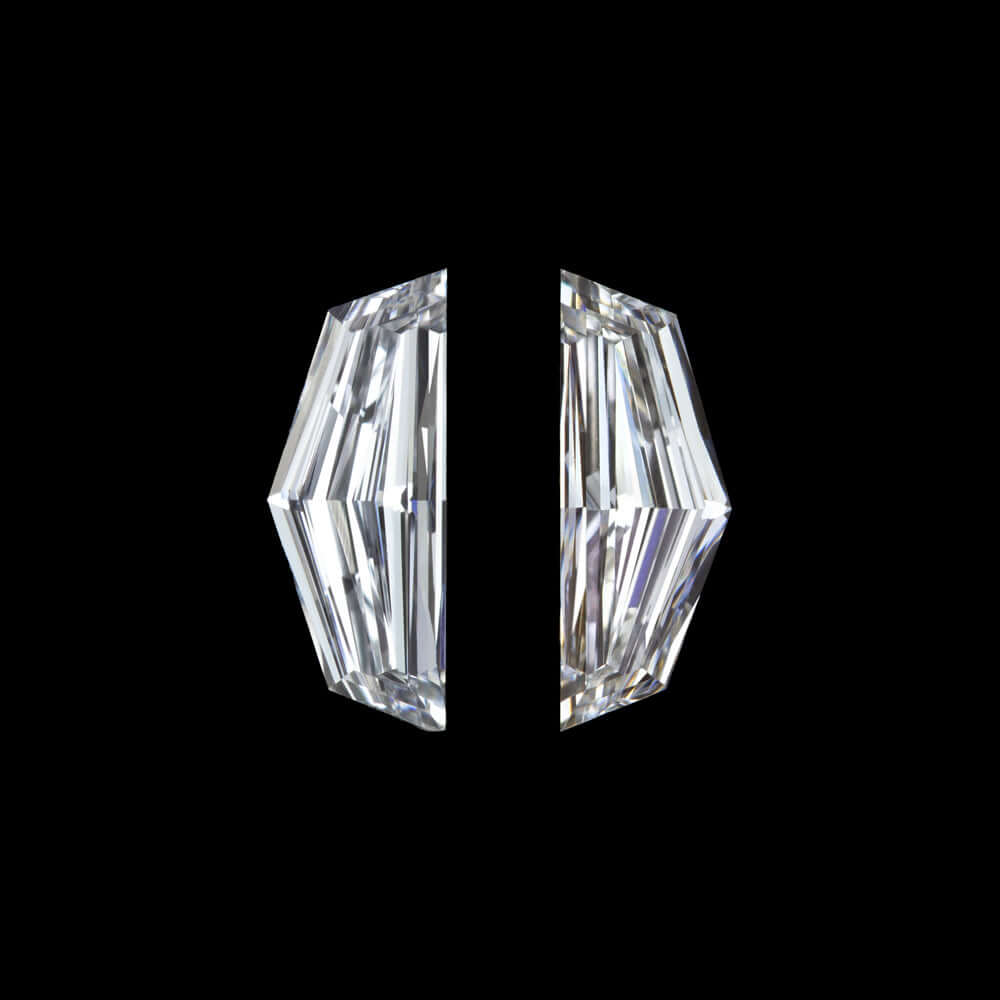 F-G VVS CADILLAC CUT DIAMOND MATCHING PAIR 0.36ct EPAULETTE STUD EARRINGS ACCENT