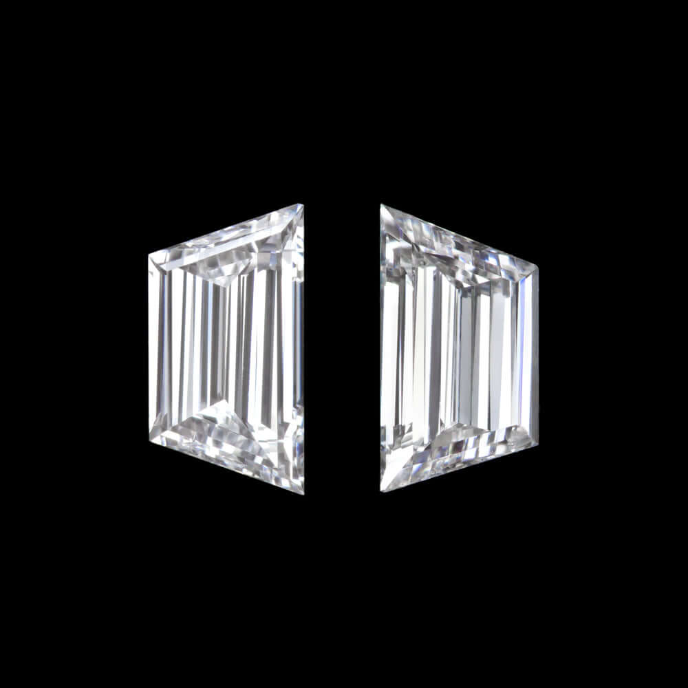 E-F VVS-VS TRAPEZOID BAGUETTE CUT DIAMOND MATCHING PAIR 0.27ct STUD EARRINGS