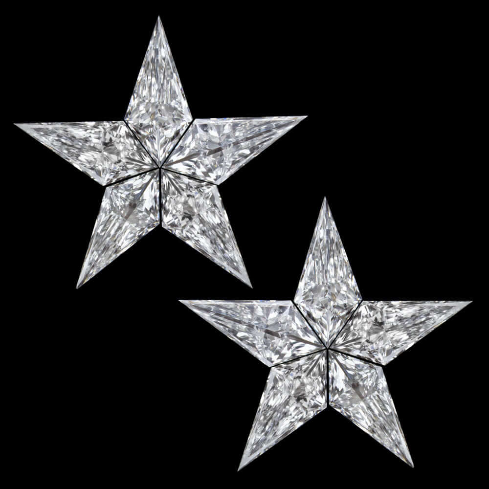 0.40ct E-F VVS-VS KITE DIAMOND LAYOUT 8mm STAR SHAPE EARRINGS STUD DROP DANGLE