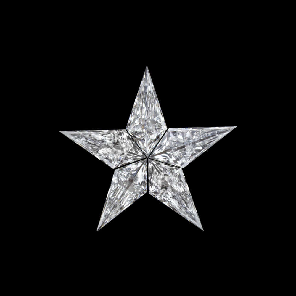 0.20ct E-F VVS-VS KITE DIAMOND LAYOUT 8mm STAR SHAPE PENDANT NECKLACE NATURAL