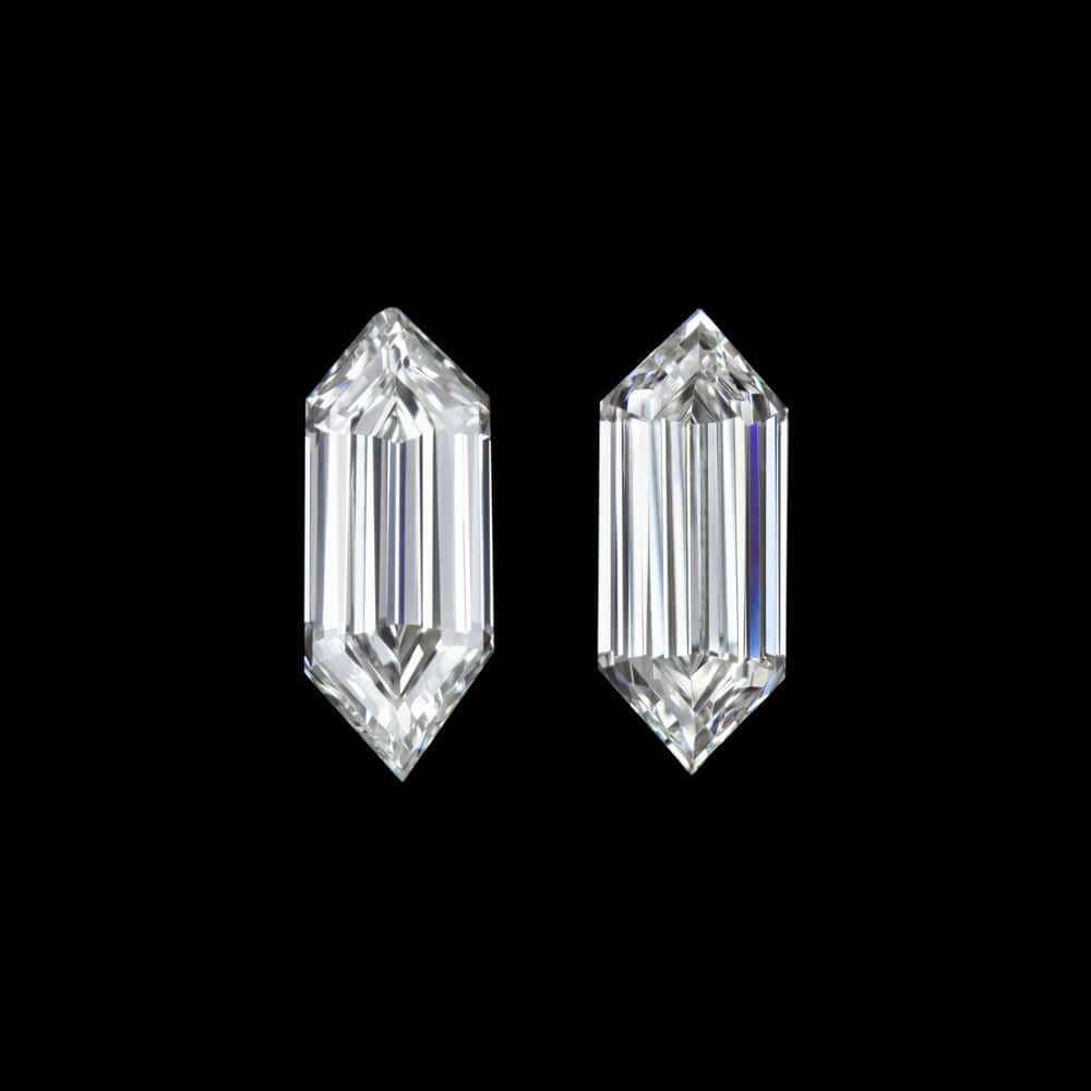 0.41c ELONGATED HEXAGON F-G VS DIAMOND MATCHING PAIR STUD EARRINGS ACCENT STONES