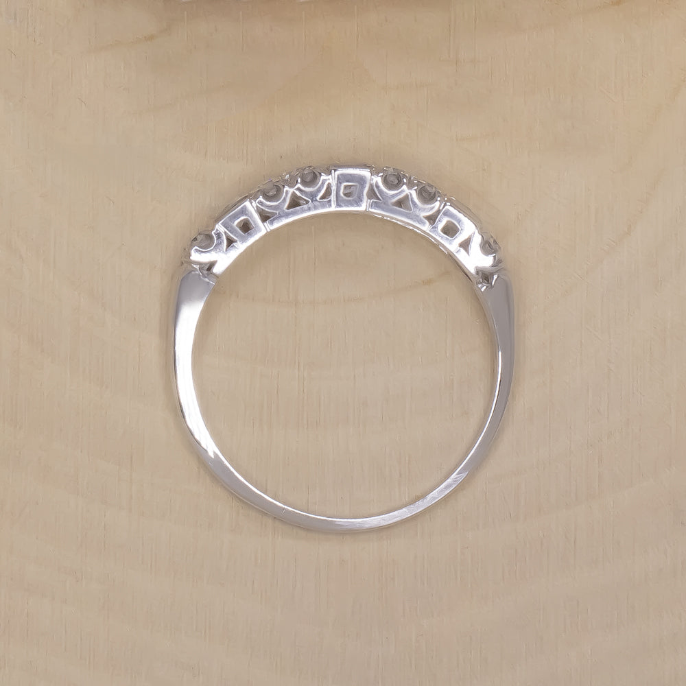 VINTAGE 1 CARAT F-G VVS-VS DIAMOND CLUSTER BAND 14K WHITE GOLD RING ESTATE 1ct