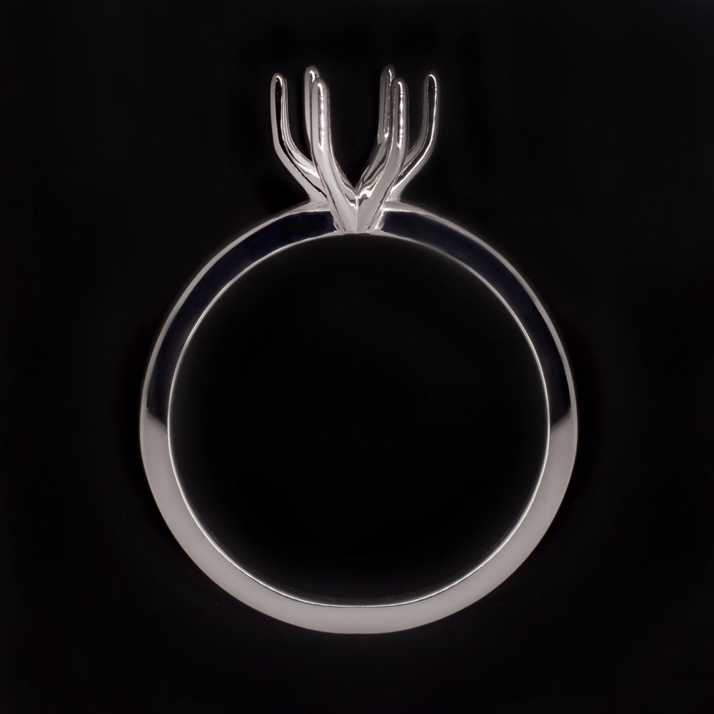 SOLITAIRE ENGAGEMENT RING SETTING 6.3mm 6 PRONG ROUND CUT WHITE GOLD SEMI MOUNT
