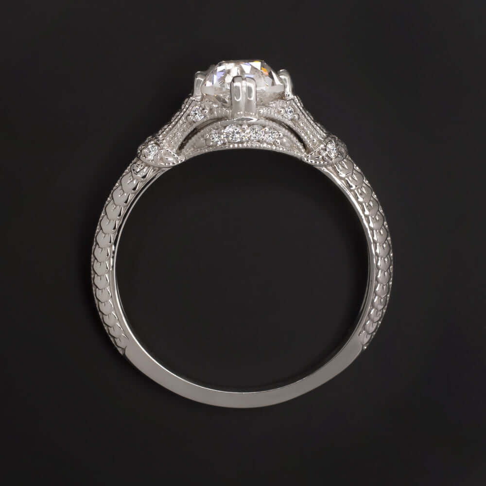 1 CARAT OLD MINE CUT F-G SI2 DIAMOND ENGAGEMENT RING VINTAGE ANTIQUE WHITE GOLD