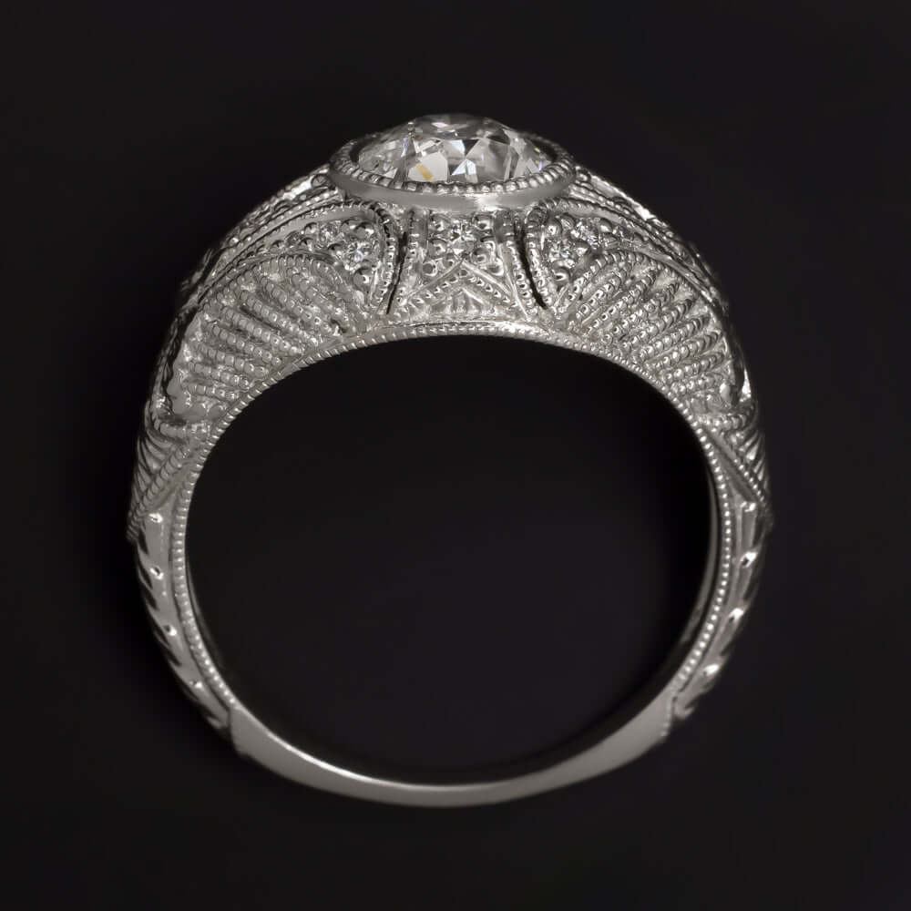 1.13ct OLD EUROPEAN CUT G SI DIAMOND ENGAGEMENT RING PLATINUM VINTAGE STYLE