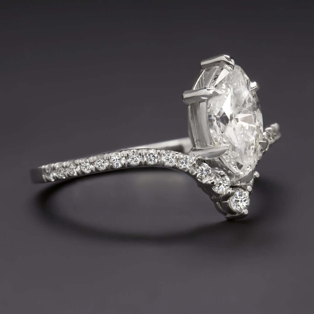1 CARAT MARQUISE CUT DIAMOND ENGAGEMENT RING F SI2 WHITE GOLD V RING COCKTAIL