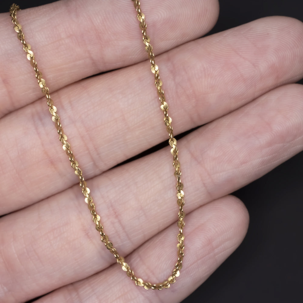 SOLID 14K YELLOW GOLD 20 INCH CHAIN 1.5mm FIGURE EIGHT TWIST MEN LADIES NECKLACE