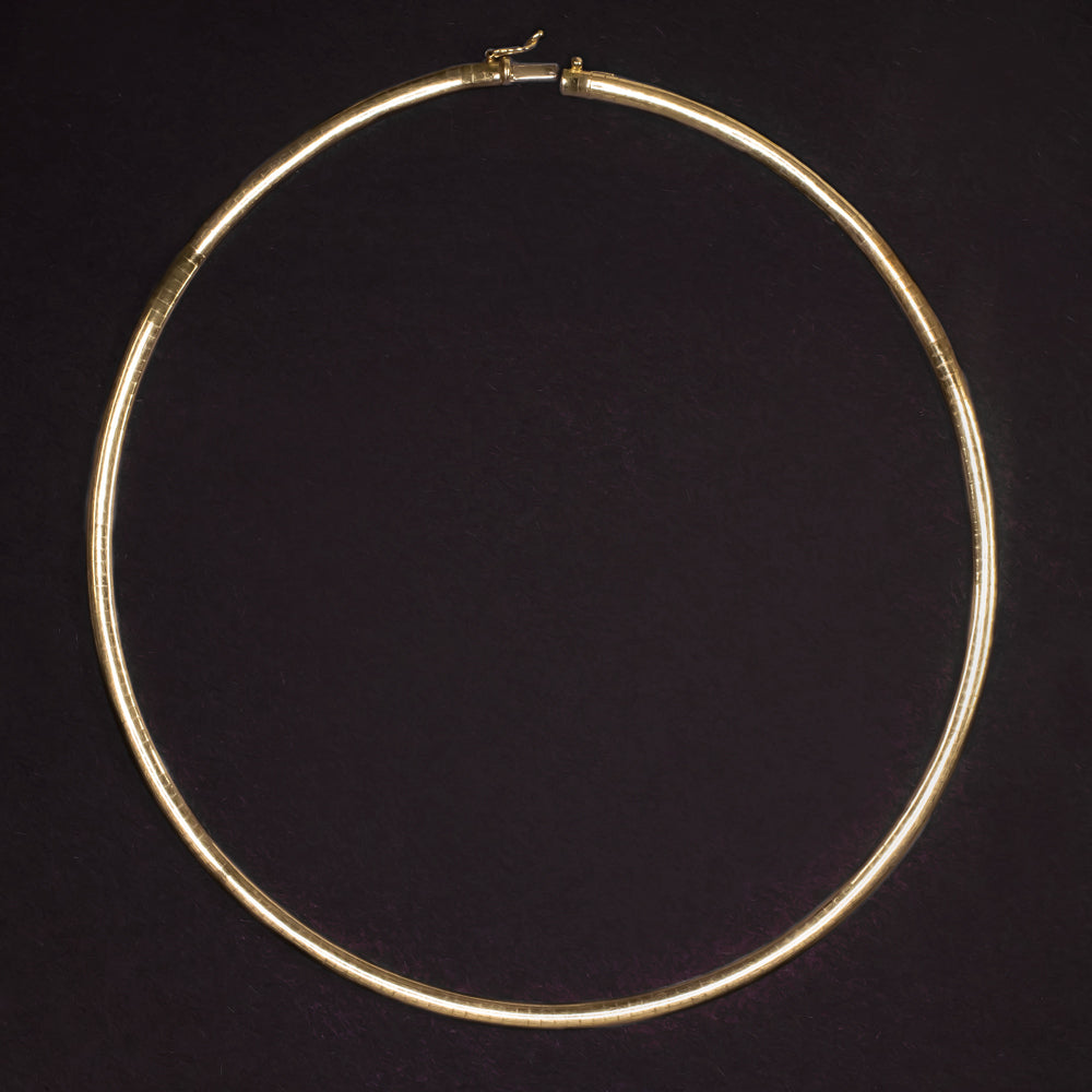 SOLID 14K YELLOW GOLD OMEGA CHAIN 17.1gm 16 INCH 4mm HERRINGBONE SNAKE NECKLACE