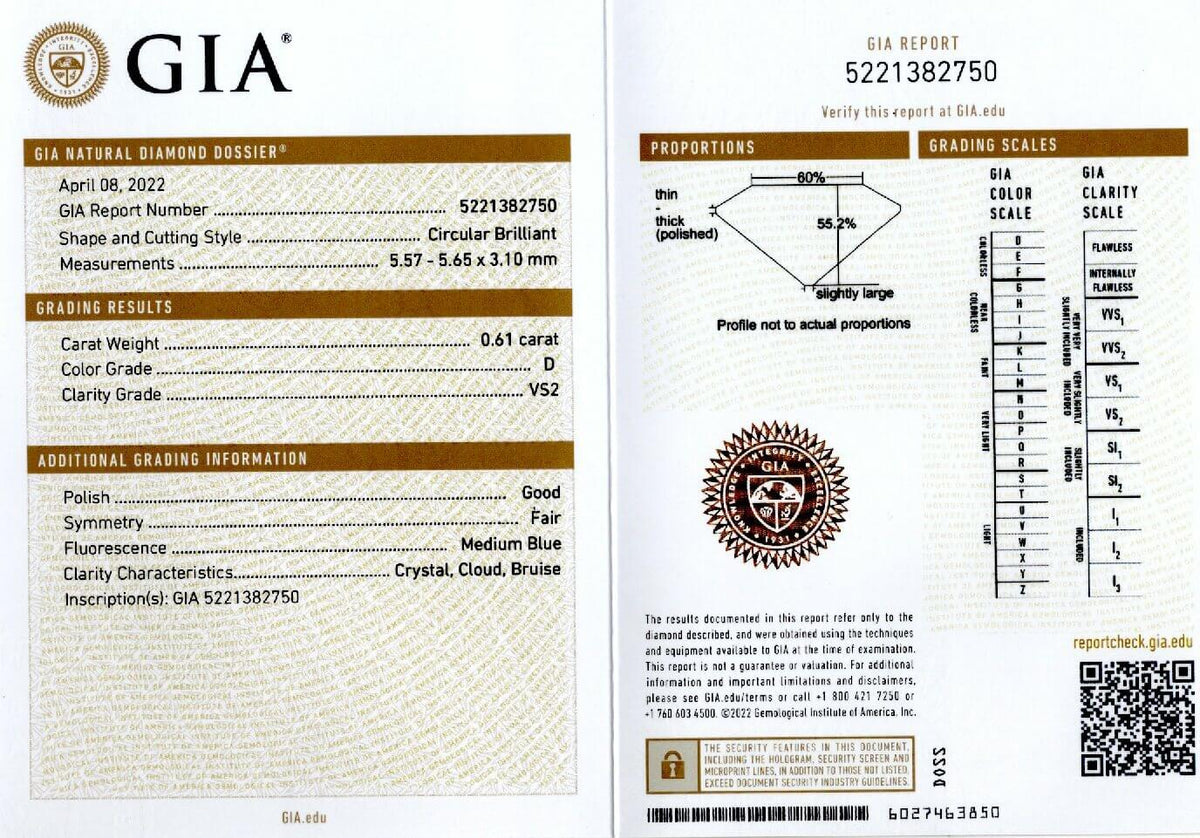 0.61ct GIA CERTIFIED D VS2 OLD EUROPEAN CUT DIAMOND VINTAGE ANTIQUE LOOSE ESTATE